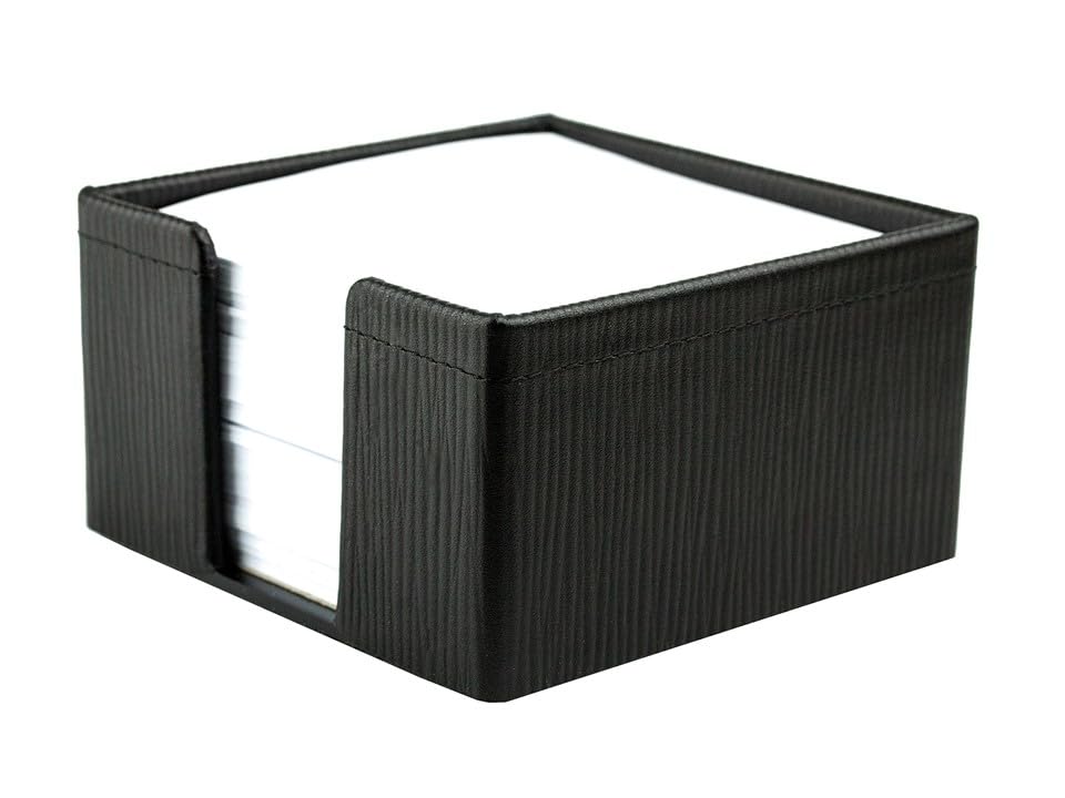 DELMON VARONE - Zettelkasten Premium Leder Manhattan Schwarz - Zettelbox inkl. 500 Blatt Papier, Not