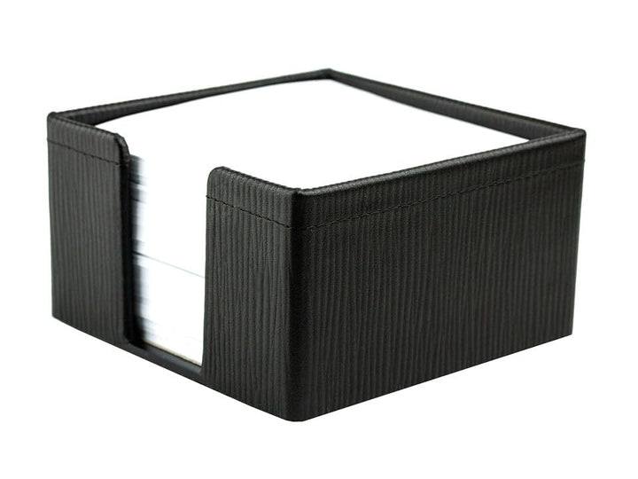 DELMON VARONE - Zettelkasten Premium Leder Manhattan Schwarz - Zettelbox inkl. 500 Blatt Papier, Not