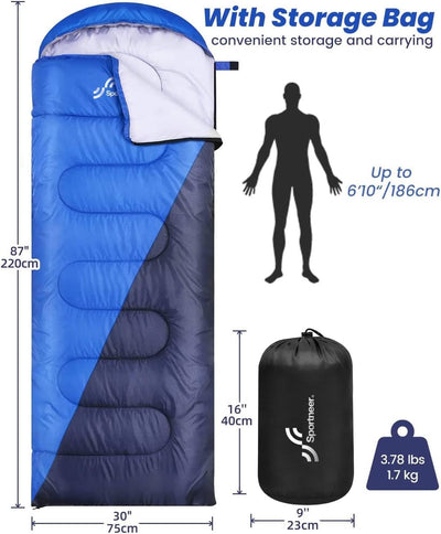 Schlafsack für 3-4 Jahreszeiten: Sportneer Schlafsack Winter Outdoor Sleeping Bag Tragbar Ultraleich