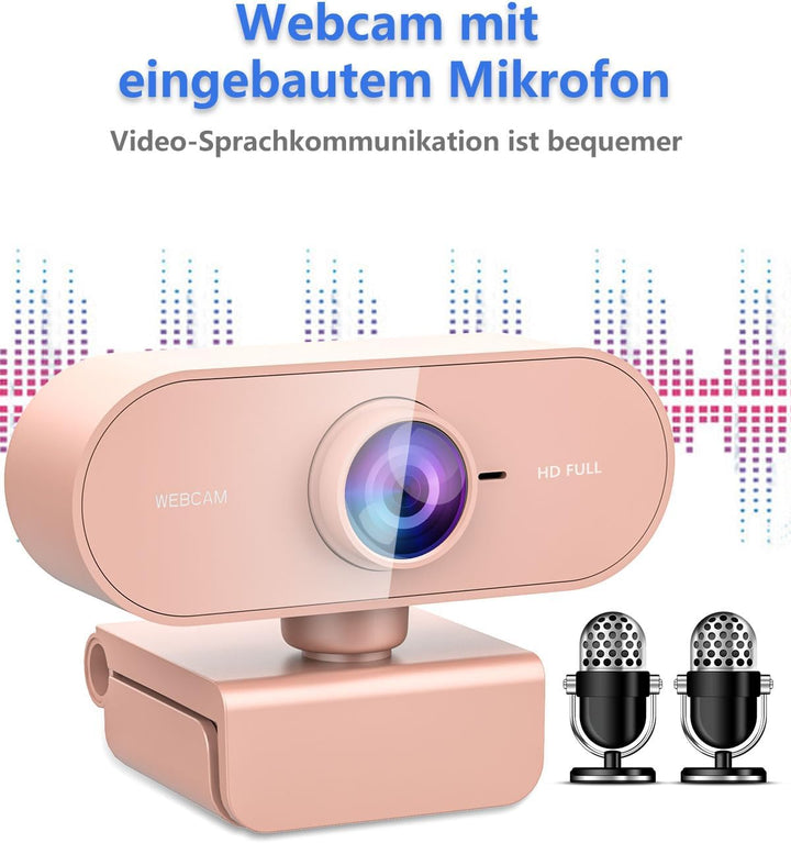 Webcam mit Mikrofon,1080P Full HD Kamera PC Laptop,USB Web Cam Plug&Play,Externe Streaming Camera,Mi
