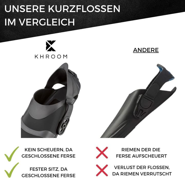 Khroom verstellbare Schnorchelflossen kurz mit Tasche zum umhängen Gr.36-47 Kurzflossen zum Schwimme