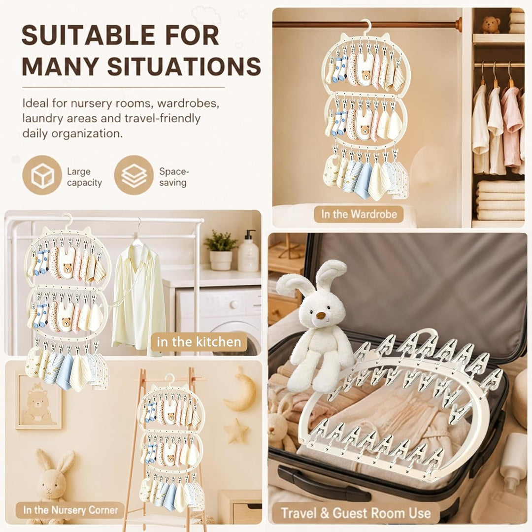 auvstar Kinderkleiderbügel,Baby Socken Halter,Wäscheständer für Kleinkind,Doppelschicht Design zum A
