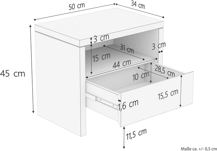 Erst-Holz Nachttisch Buche Nachtkästchen Bettkommode mit Schublade 90.20-K42