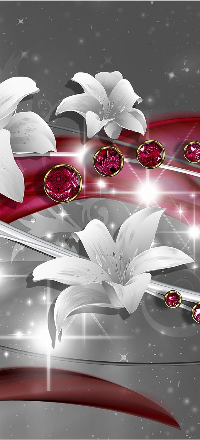 wandmotiv24 Türtapete Abstrakt Diamant Lilie 80 x 200cm (B x H) - Dekorfolie selbstklebend Sticker f