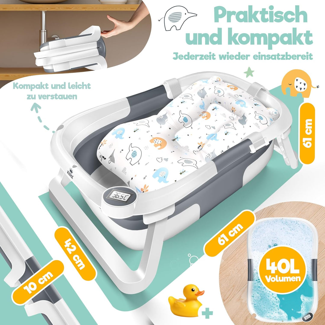 KIDIZ® Baby Badewanne | Babywanne platzsparend & faltbar | Badebecken Duschwanne für Neugeborene Kle