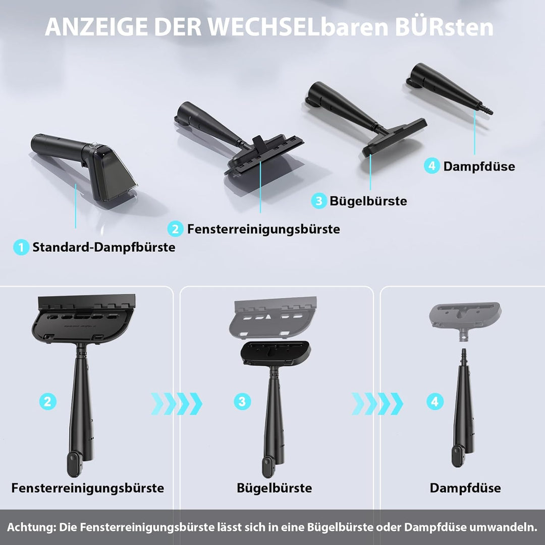 Dampfreiniger 1650W Polsterreiniger Gerät Nasssauger Waschsauger mit Starker Saugkraft, 1250ML Wasse