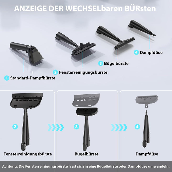 Dampfreiniger 1650W Polsterreiniger Gerät Nasssauger Waschsauger mit Starker Saugkraft, 1250ML Wasse