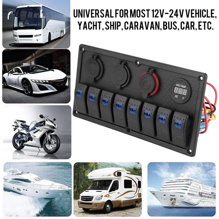 schaltpanel 12v boot 8 gang,Schalttafel,Duokon Wippschalter, 12V 24V 100% brandneues 8-Gang-Auto-Boo