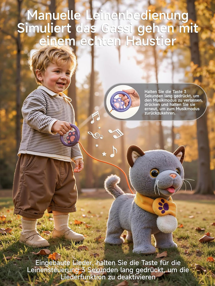 TUMAMA KIDS Interaktives Katze Spielzeug für Kinder Mit 6 Musik, Kuscheltier Kittens Mit Fernbedienu