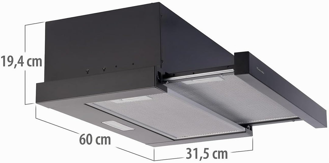 Rosenstein &amp; Söhne Mini-Dunstabzugshaube: Flachschirm-Dunstabzugshaube, Umluft, 350m³/Std. Saugleist