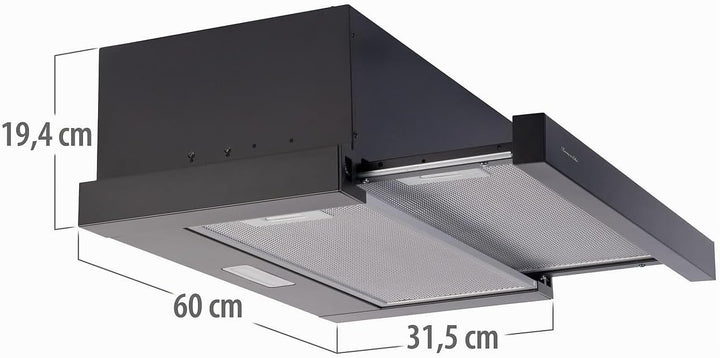 Rosenstein &amp; Söhne Mini-Dunstabzugshaube: Flachschirm-Dunstabzugshaube, Umluft, 350m³/Std. Saugleist