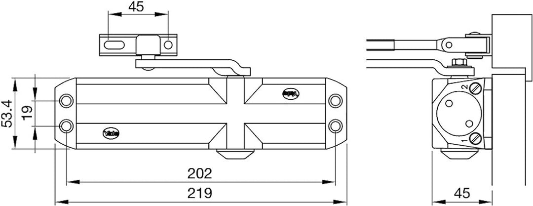 Yale 4000 – 0004 – 00 – 50 Türschliesser, Weiss Weiss Serie 4000 Mit Halterung, Weiss Serie 4000 Mit