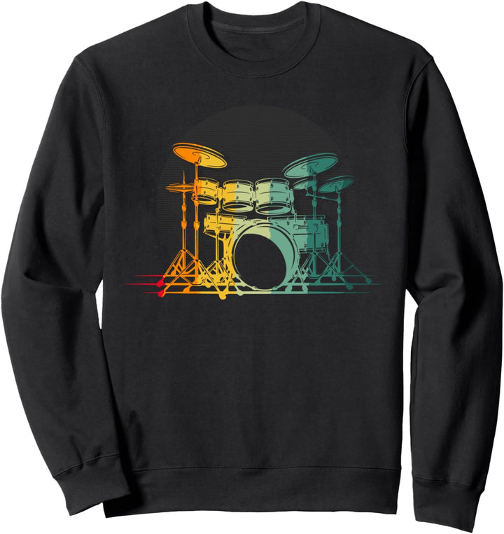 Schlagzeuger Musikinstrument Drummer Retro Schlagzeug Sweatshirt