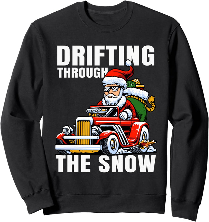 Lustiger Weihnachtsmann zum Autofahren durch den Schnee Sweatshirt
