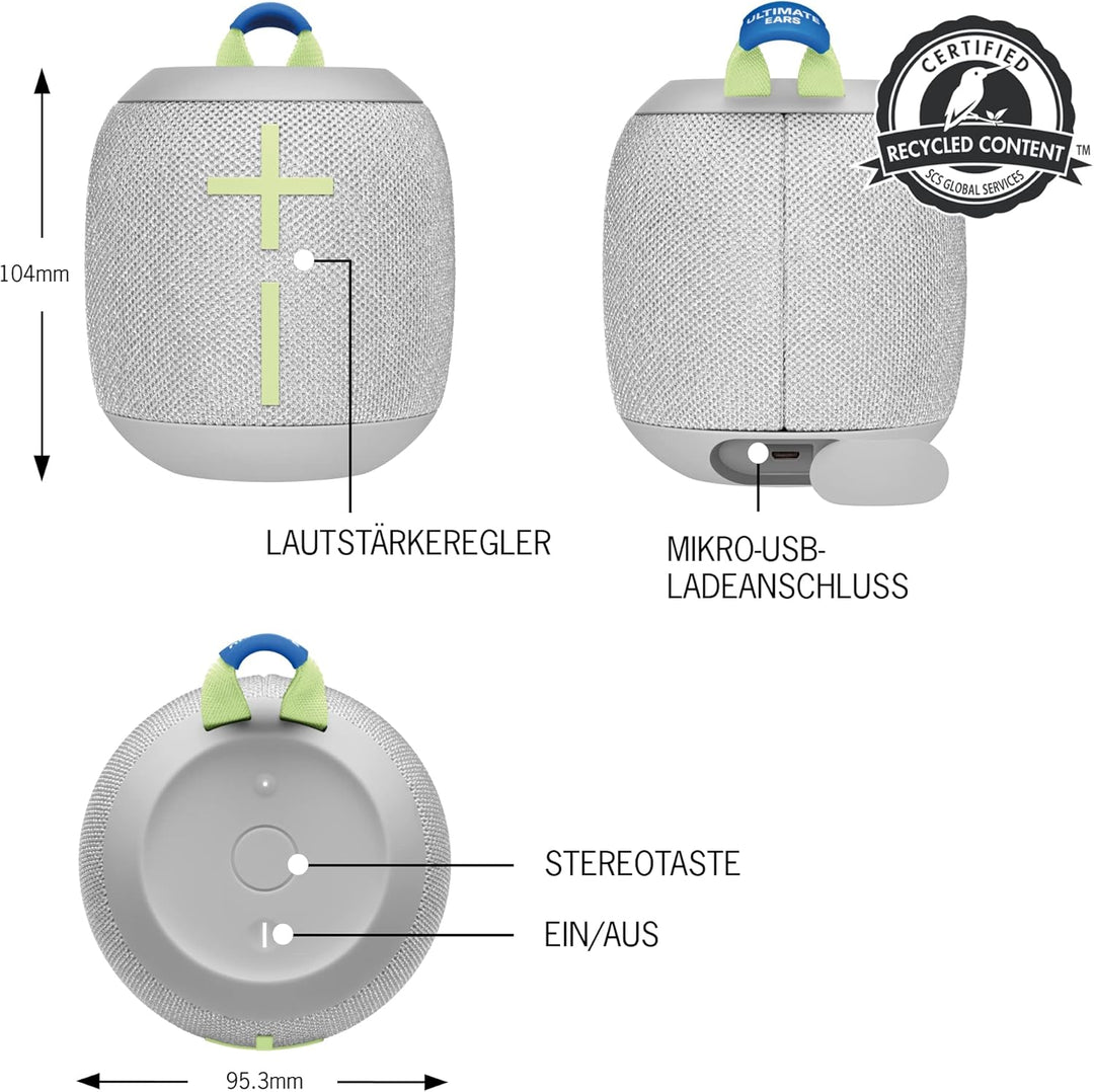 Ultimate Ears WONDERBOOM 3 Portable Bluetooth Speaker, Rich Bass 360 Degree Sound, Waterproof, Dustp