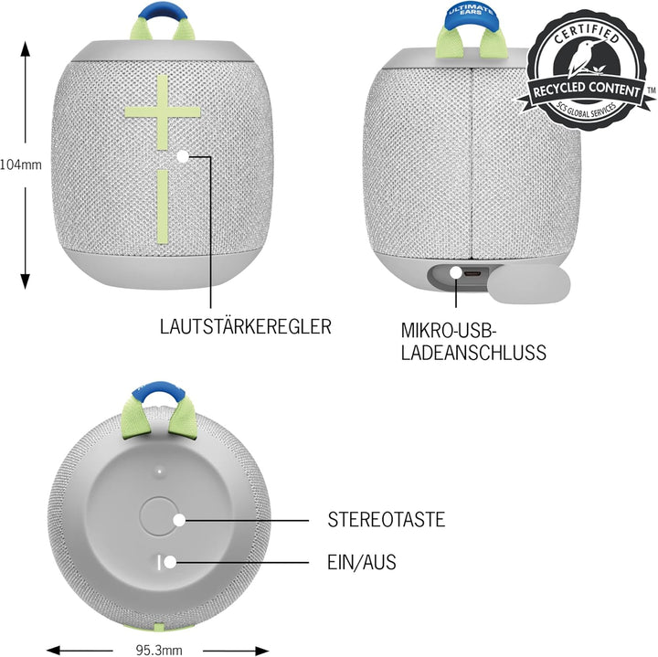 Ultimate Ears WONDERBOOM 3 Portable Bluetooth Speaker, Rich Bass 360 Degree Sound, Waterproof, Dustp