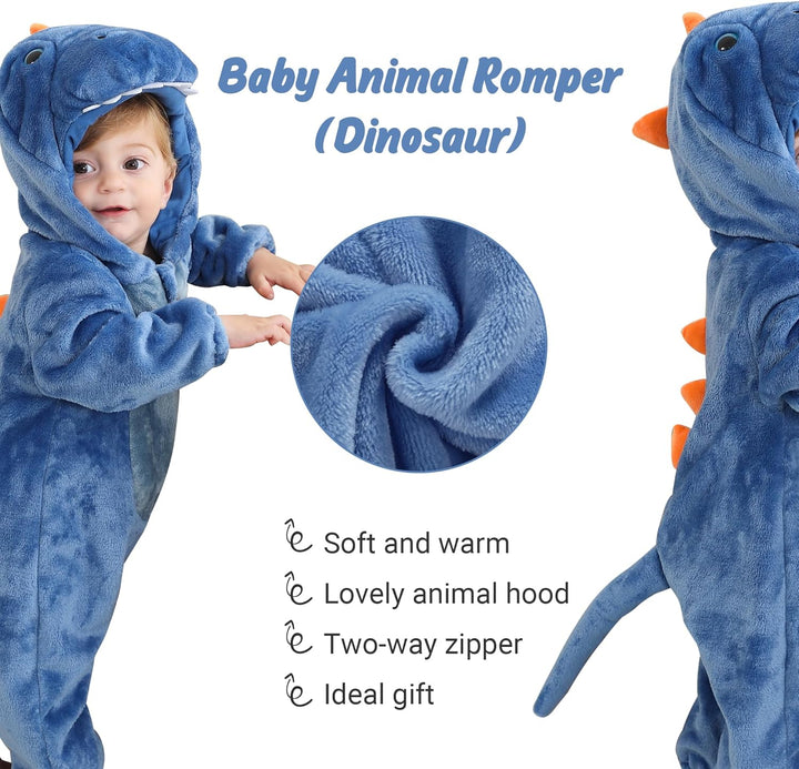 COOKY.D Unisex Winter Hooded Romper Jumpsuit 2-36 Months 6-12 Monate Blau, 6-12 Monate Blau
