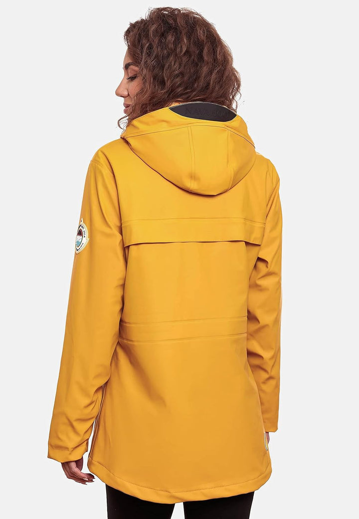 Navahoo Damen Übergangsjacke Regenmantel wasserdicht lang warm gefüttert mit Kapuze Oceans Heart XS-