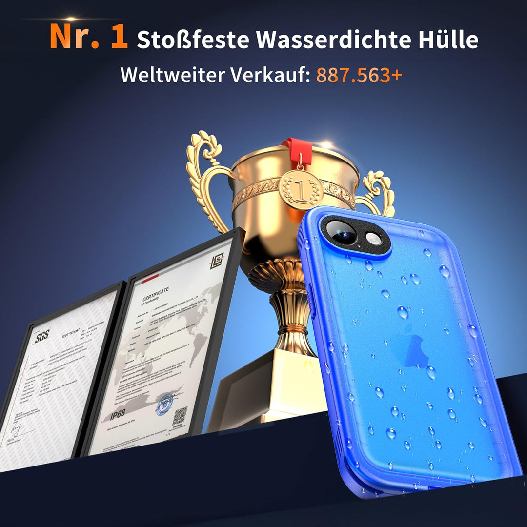 Cozycase TOP Militärschutz für iPhone 16e 17e wasserdichte 360 Grad Hülle - 2m Sturzfest Panzerhülle