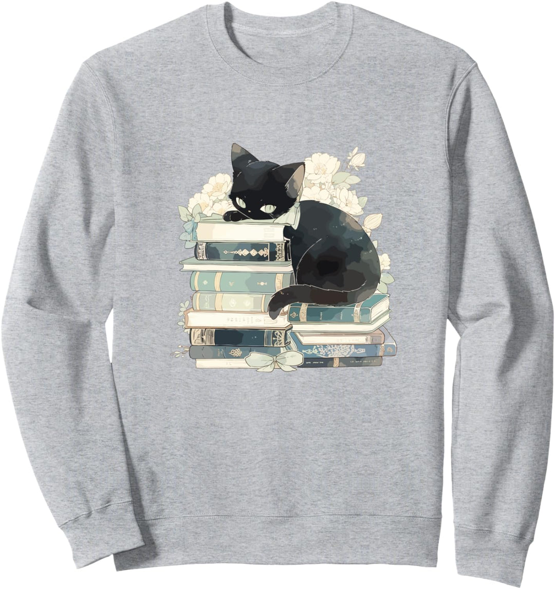 Kawaii Katze mit Büchern Sweatshirt