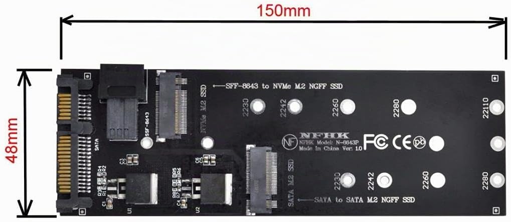 ChenYang M.2 NGFF zu SATA &amp; NVME PCIe SSD zu SFF-8643 Erweiterungskartenadapter für Mainboard (funkt