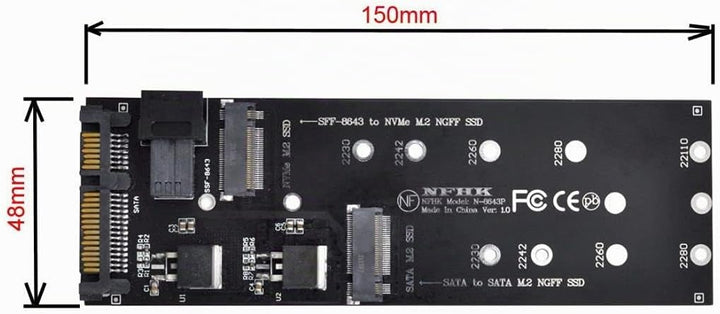 ChenYang M.2 NGFF zu SATA &amp; NVME PCIe SSD zu SFF-8643 Erweiterungskartenadapter für Mainboard (funkt
