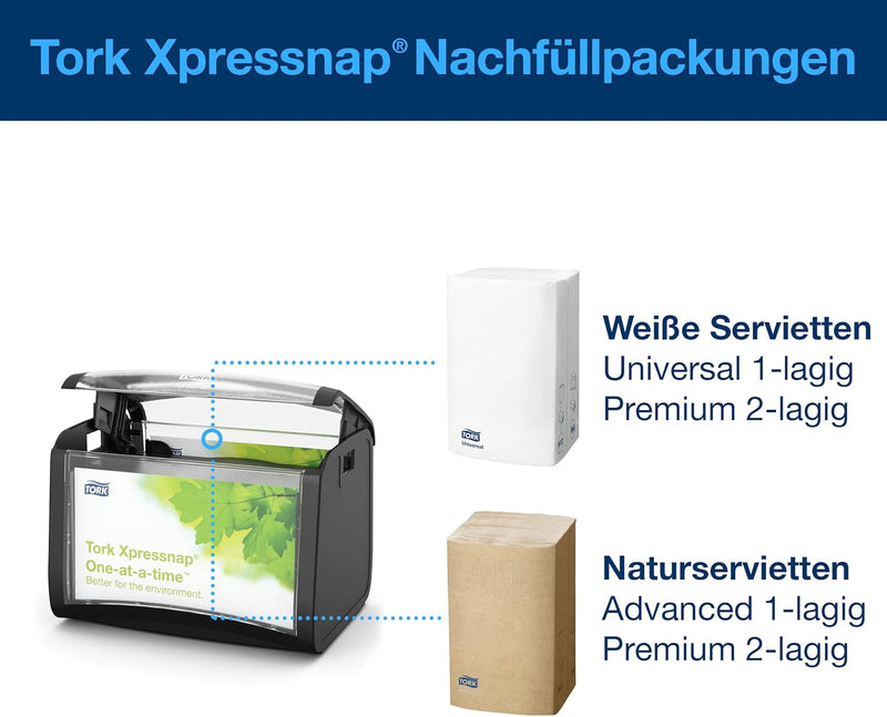 Tork 272611 Xpressnap Tischspender für N4 Spenderservietten / Serviettenspender in Schwarz, Schwarz