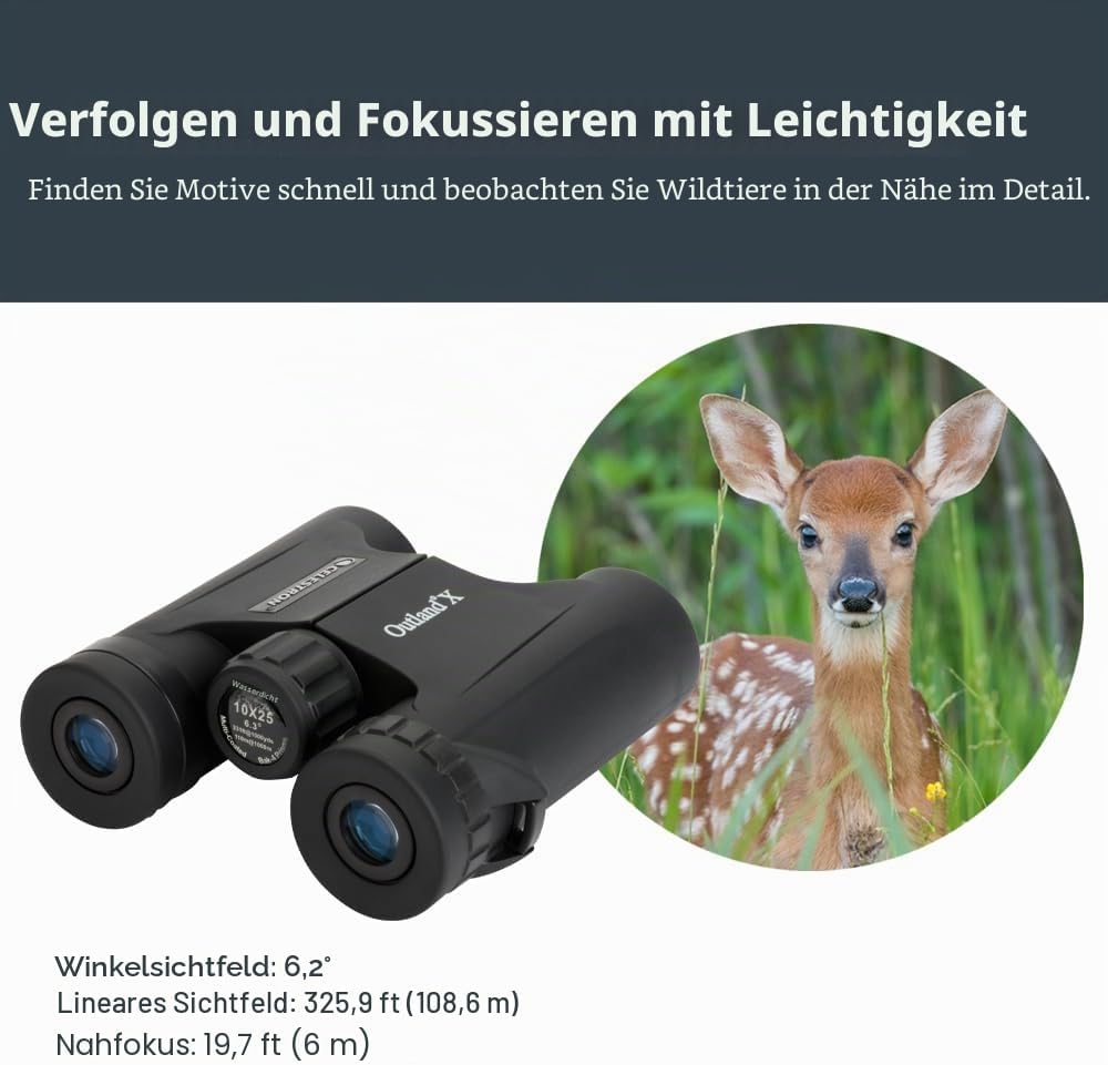 Celestron 71341 Outland X 10x25 Compact Roof Prism Binoculars, Black Outland X 10 x 25 Compact Roof