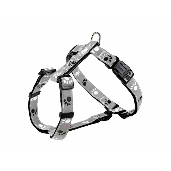 TRIXIE Silver Reflect Geschirr Grösse M–L: Brustumfang 50–75 cm/25 mm in schwarz/silbergrau - reflek