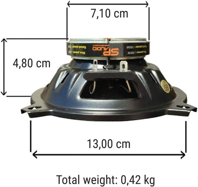 2 SP AUDIO SP-5.25CX 2-Wege-koaxiallautsprecher 5,25" 13,00 cm 130 mm 100 watt rms 200 watt max impe