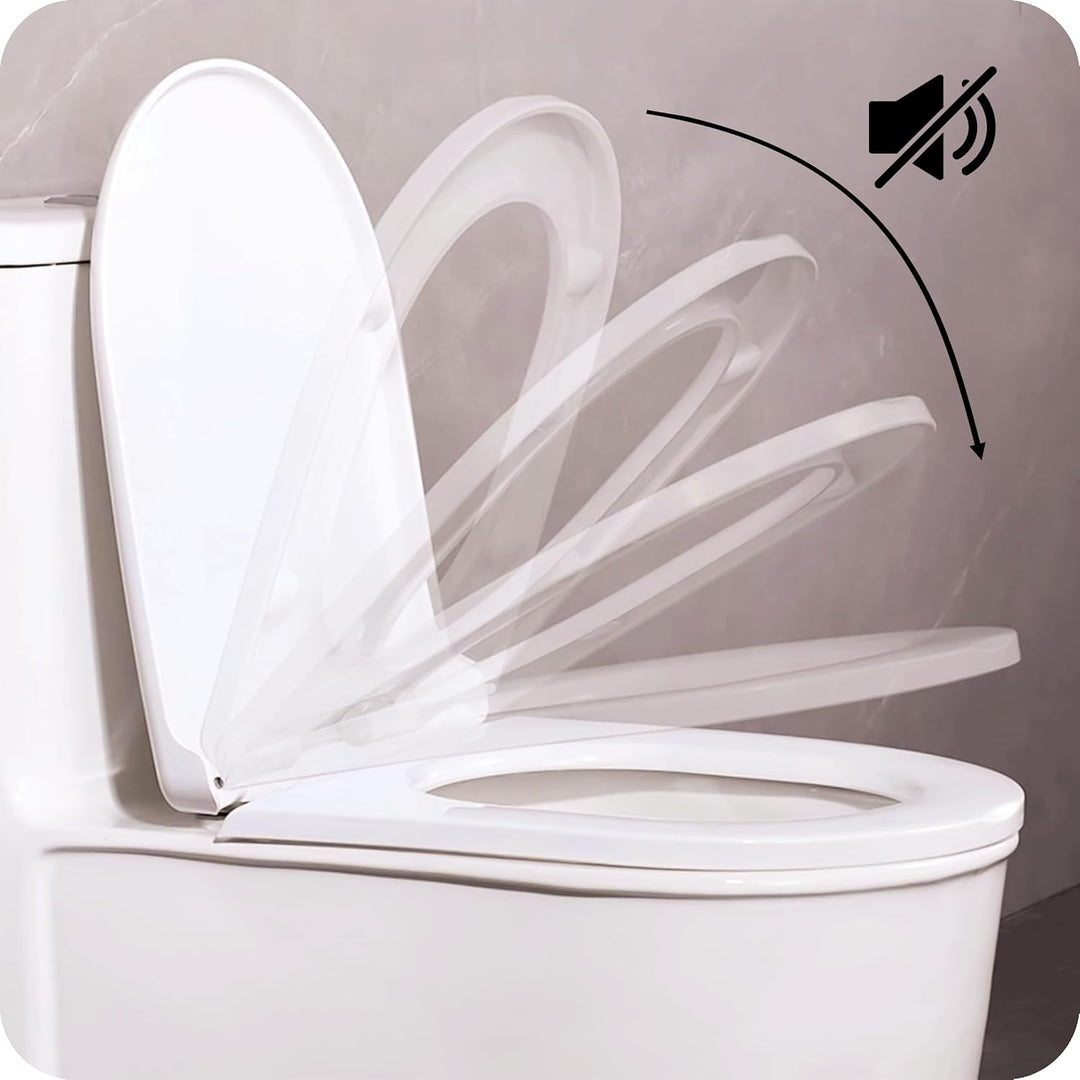Toilettendeckel mit Absenkautomatik - WC Sitz mit Softclose, Schnellverschluss & Befestigung 12-20 c