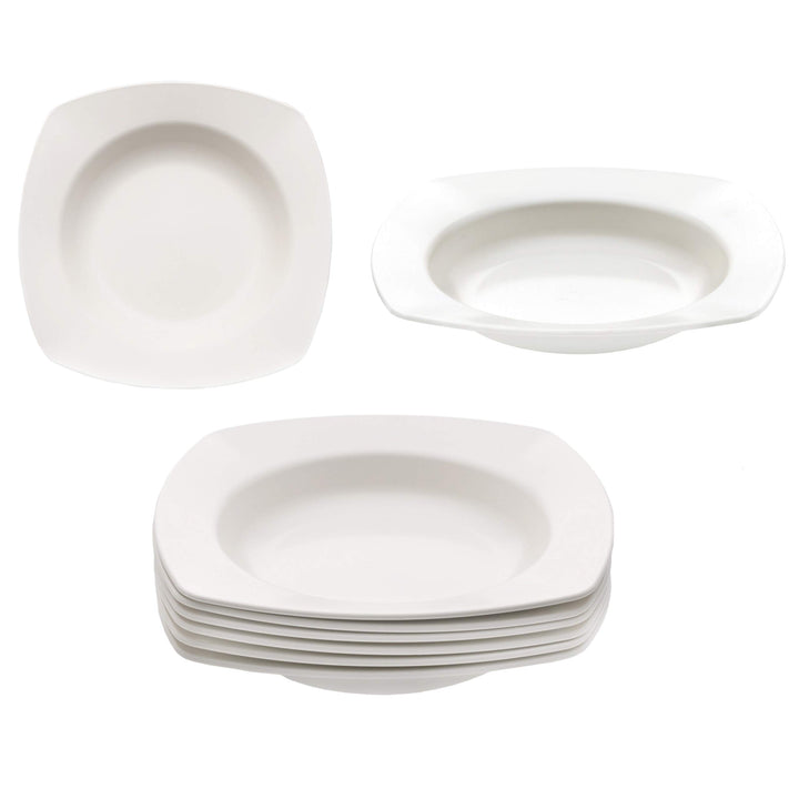6 Stück Set Kunststoff Mehrweg Suppenteller cremeweiss 20cm (Made in Germany/bruchfest/BPA frei/Spül