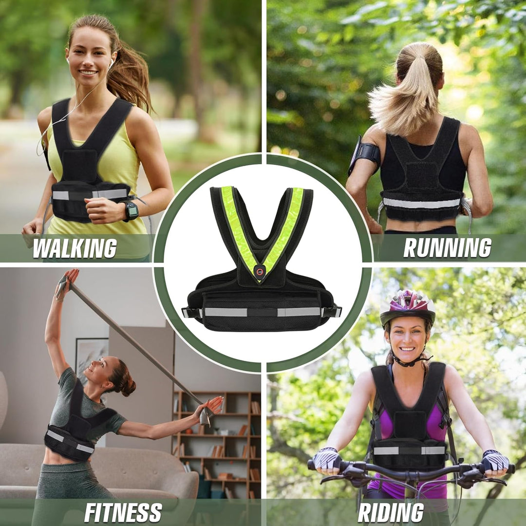 Gewichtsweste für Damen Weighted Vest für Sport und Laufen mit reflektierendem LED Gürtel und Aussen