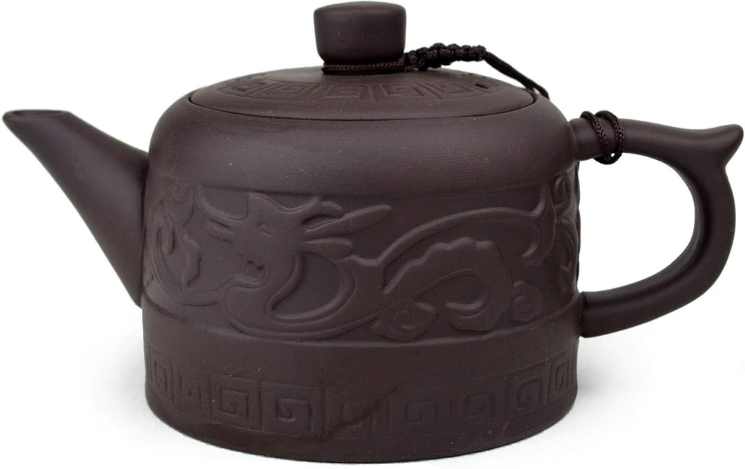 Teekanne, 237 ml, chinesisches Gongfu-Tee-Werkzeug, Zisha-Tone-Ei für losen Tee, Drachen-Stil