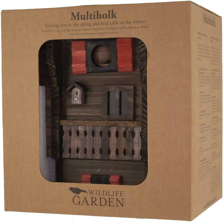 Wildlife Garden WG215 Multiholk Alpenhaus - Der Kombinierte Futtertisch und Nistkasten aus Holz