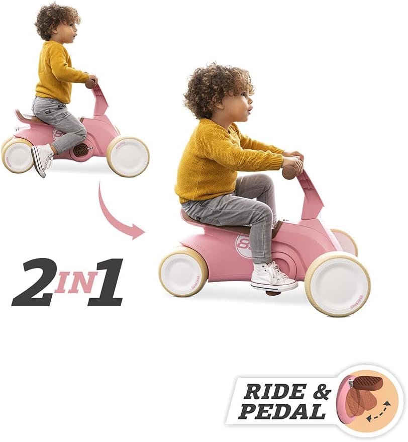 Berg GO² 2in1 Rutschauto Retro Rosa | Rutscher und Laufrad, Kinderrutscher, Kinderauto mit Ausklappb