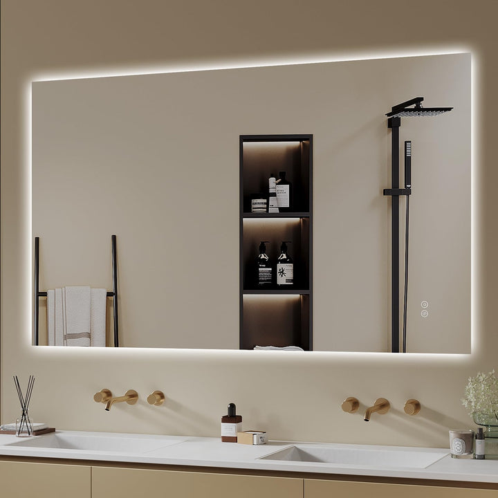 Badspiegel-mit-Beleuchtung 60x100cm - LED Badezimmerspiegel Badezimmer Spiegel mit Beleuchtung, Touc