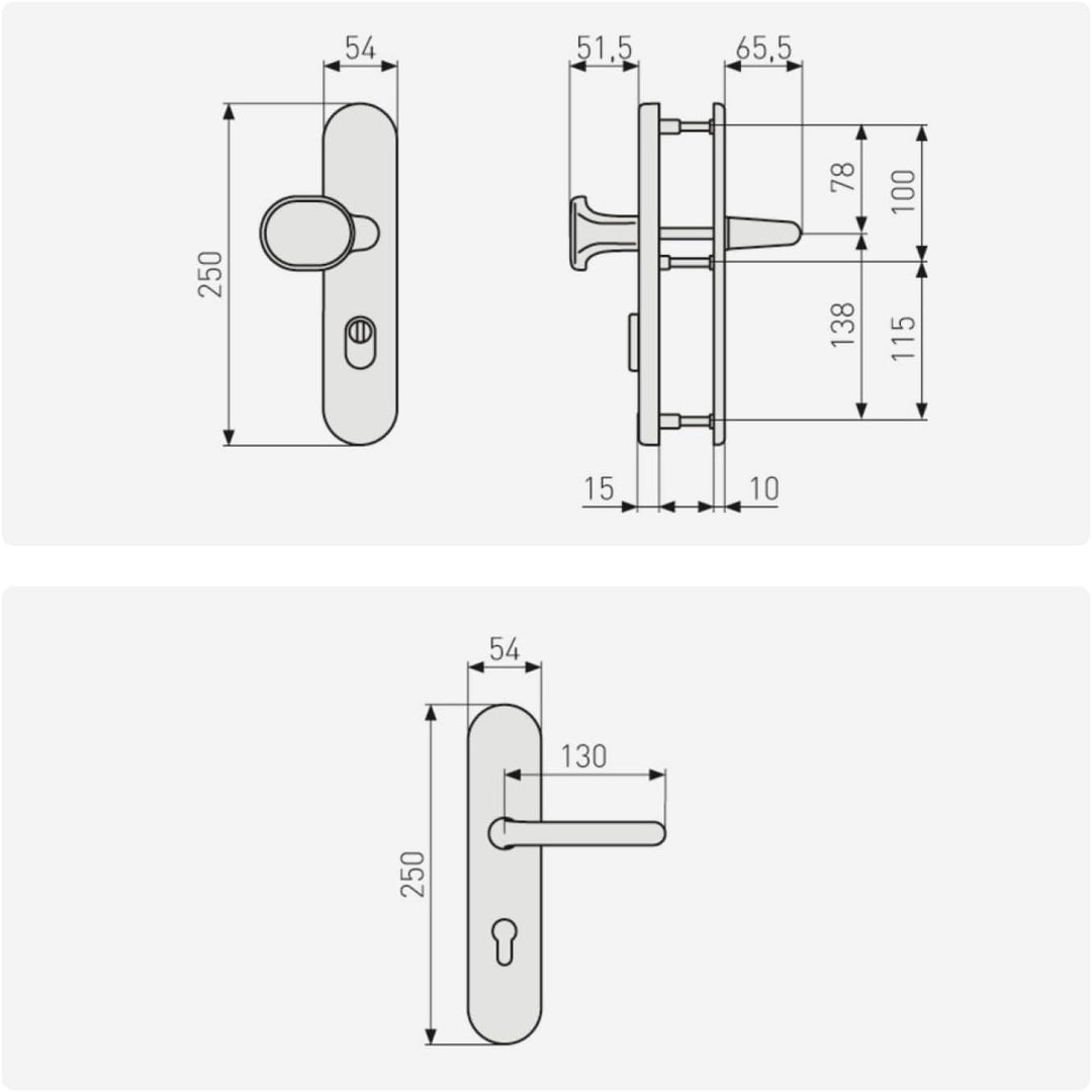 ABUS Tür-Schutzbeschlag HLZS814 ER edelstahl mit Zylinderschutz & beidseitigem Drücker rund, 12229 E