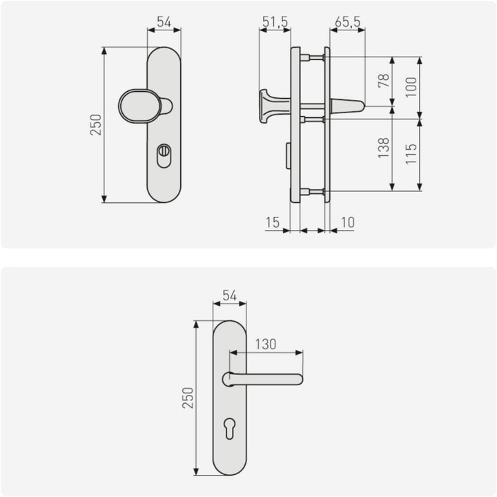 ABUS Tür-Schutzbeschlag HLZS814 ER edelstahl mit Zylinderschutz & beidseitigem Drücker rund, 12229 E