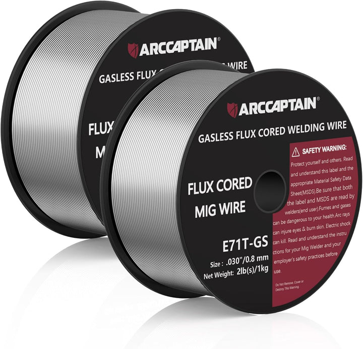ARCCAPTAIN Fülldraht 0,8mm 2KG E71T-GS MIG Schweissdraht für Schweissgerät ohne Gas MIG/MAG FLUX Sch