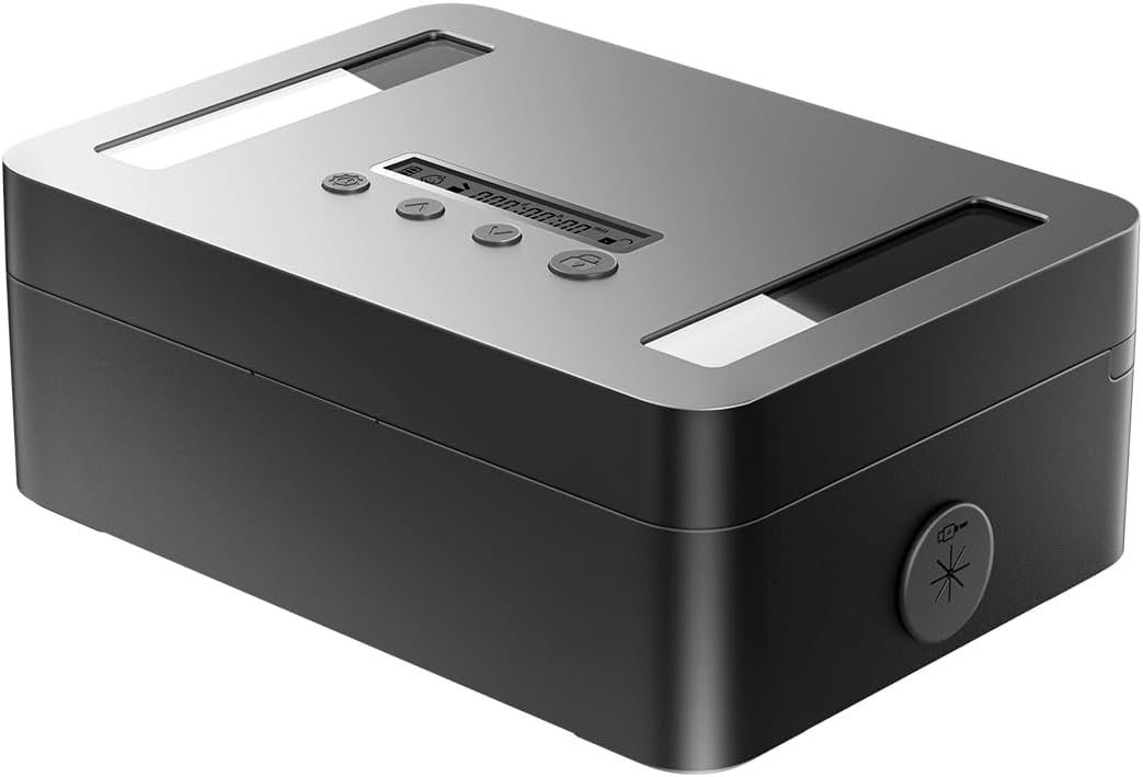 STARSIKI Handy Safe mit Zeitschloss [Abschliessbare Geldkassette] [Schlüsselbox mit Timer] [Selbstdi
