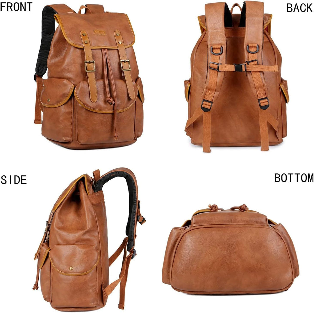 Baosha PU Leder Laptop Rucksack für 15.6 Zoll Herren Laptoptasche Business Arbeit Schule College Ruc