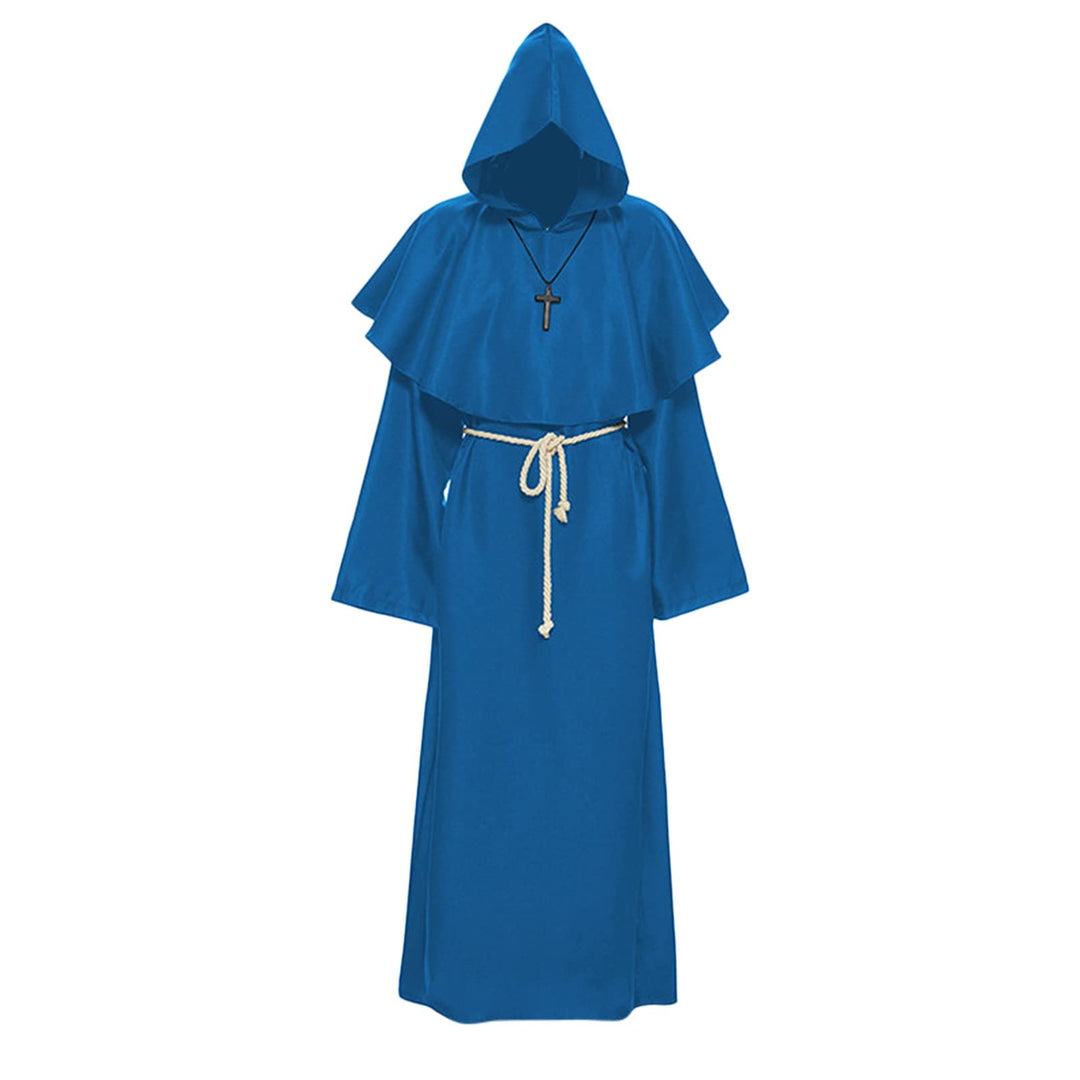 Robe Mönch Kostüm Herren mit Kapuze und Kreuz, Mönch Priester Kostüm Gewand Mittelalter Renaissance
