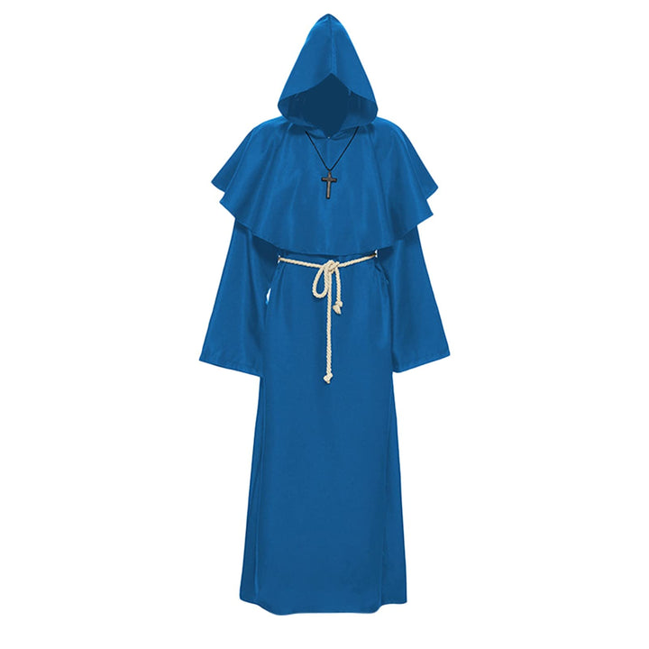 Robe Mönch Kostüm Herren mit Kapuze und Kreuz, Mönch Priester Kostüm Gewand Mittelalter Renaissance
