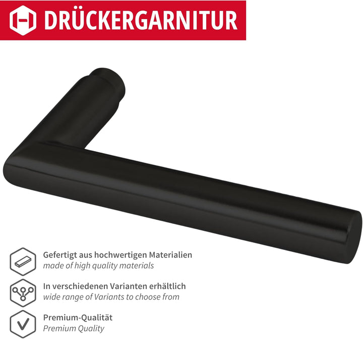 Gedotec Drückergarnitur Schwarz matt [BB - Buntbart] 1x Tür Beschläge Rund-Rosette I Türgriffe Innen