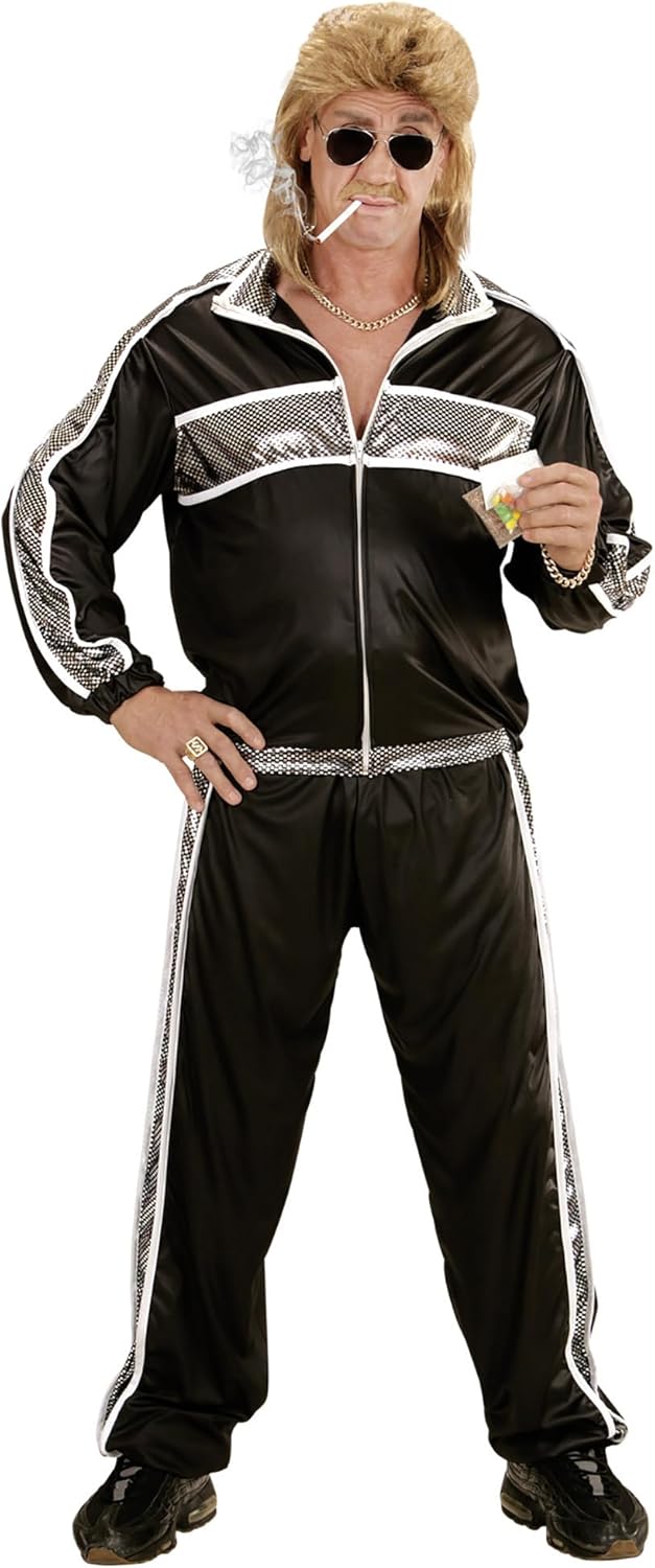 W WIDMANN MILANO Party Fashion - Kostüm Trainingsanzug, Jacke und Hose, 80er Jahre Outfit, Joggingan