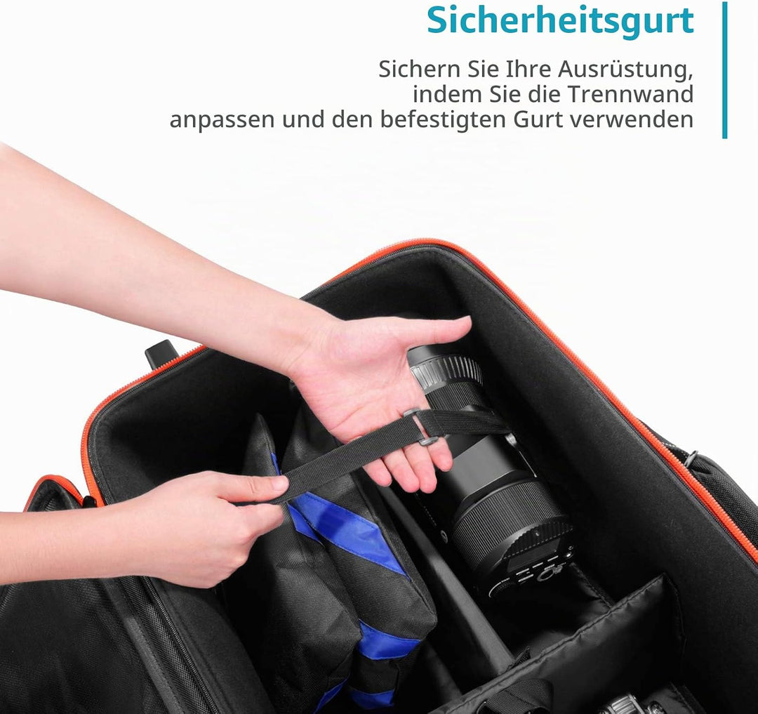 Neewer Trolley für Fotoausrüstung 96x39x29cm mit Riemen gepolstertem Fach Rollen und Tragegriff für