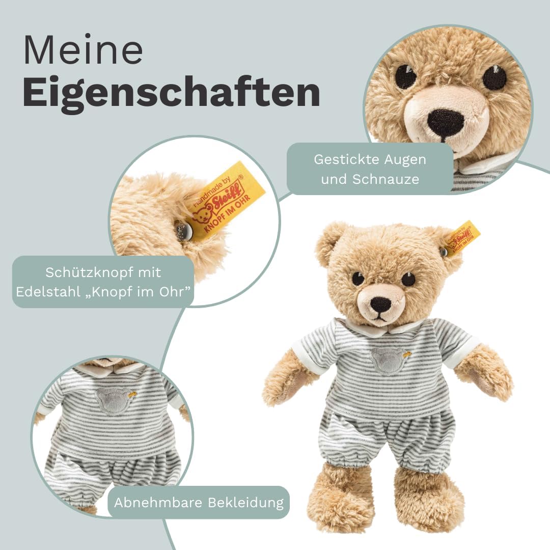 Steiff 239908 Schlaf-gut-Bär Plüschtier, Mehrfarbig, Medium, 25 cm Grau Single, Grau Single