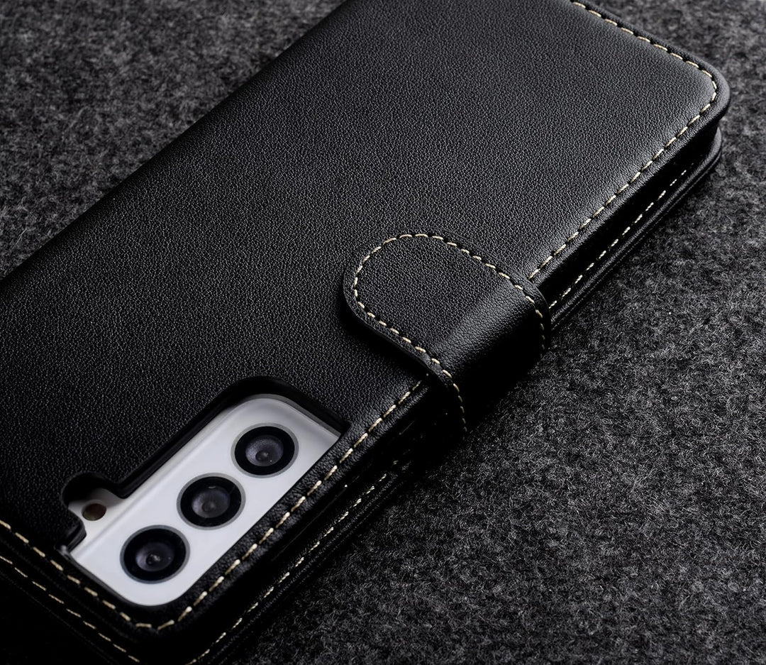 STILGUT Talis kompatibel mit Samsung Galaxy S21 5G Hülle mit Kartenfach aus Leder, Flip Cover, Walle