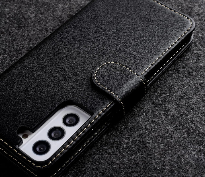 STILGUT Talis kompatibel mit Samsung Galaxy S21 5G Hülle mit Kartenfach aus Leder, Flip Cover, Walle